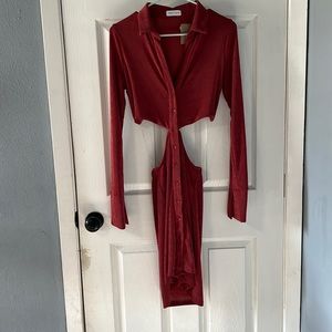 Size large button up cut out dress